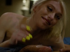 Blonde ts Izzy Colle deepthroat blowjob